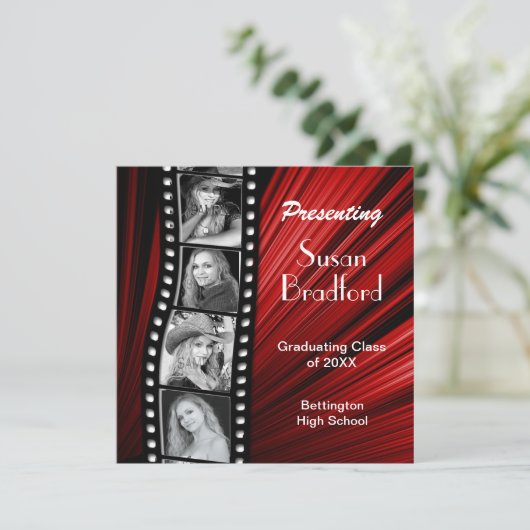 AFSTUDEREN-INVITATIE, filmstrip, foto's/jaar Kaart (Staand voorkant)