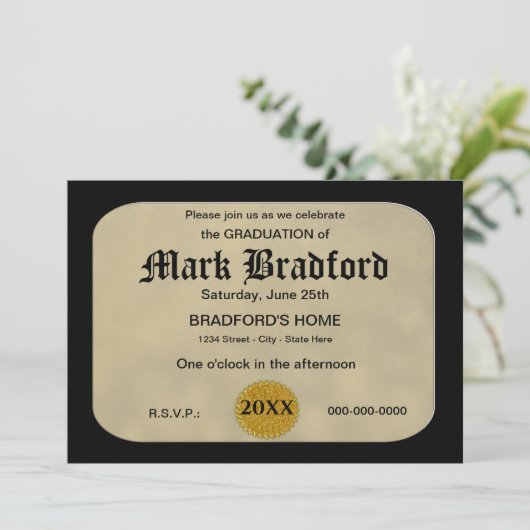 AFSTUDEREN-INVITATIE - KADERCERTIFICAAT KAART (Staand voorkant)