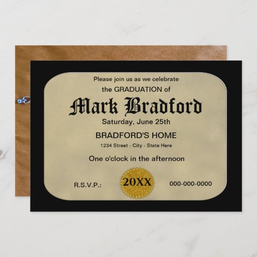 AFSTUDEREN-INVITATIE - KADERCERTIFICAAT KAART (Voorkant / Achterkant)