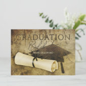 AFSTUDEREN-INVITATIE -RUSTISCH ANTIEK -FOTO/BACK KAART (Staand voorkant)