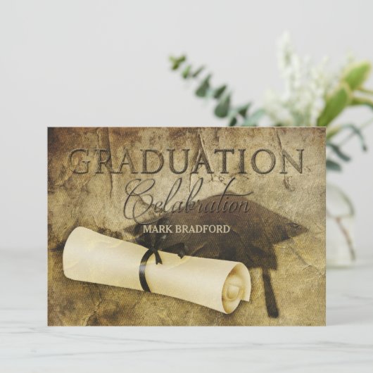 AFSTUDEREN-INVITATIE -RUSTISCH ANTIEK -FOTO/BACK KAART (Staand voorkant)