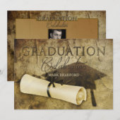 AFSTUDEREN-INVITATIE -RUSTISCH ANTIEK -FOTO/BACK KAART (Voorkant / Achterkant)