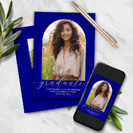 Afstuderen Invitation 2 foto's Arch Navy Kaart