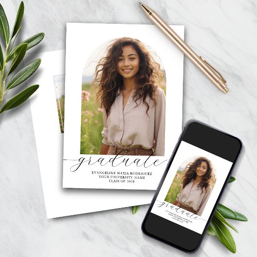 Afstuderen Invitation 2 Foto's Arch White Kaart