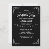 Afstuderen Invitation Black White Chalkboard Kaart (Voorkant)