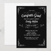 Afstuderen Invitation Black White Chalkboard Kaart (Voorkant / Achterkant)