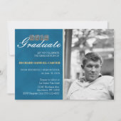 Afstuderen Invitation Boy Blue getextureerd Kaart (Voorkant)