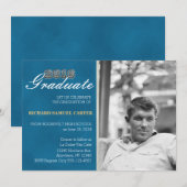 Afstuderen Invitation Boy Blue getextureerd Kaart (Voorkant / Achterkant)