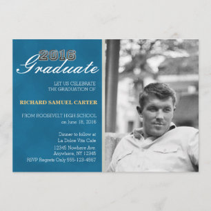 Afstuderen Invitation Boy Blue getextureerd Kaart