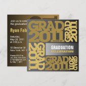 Afstuderen Invitation Celebrate 2011 Gold Black Kaart (Voorkant / Achterkant)