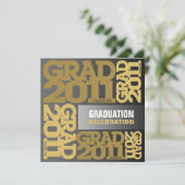 Afstuderen Invitation Celebrate 2011 Gold Black Kaart (Staand voorkant)