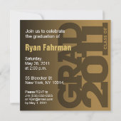 Afstuderen Invitation Celebrate 2011 Gold Black Kaart (Achterkant)