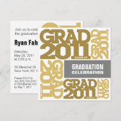 Afstuderen Invitation Celebrate 2011 Gold White Kaart (Voorkant / Achterkant)