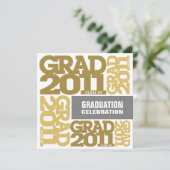 Afstuderen Invitation Celebrate 2011 Gold White Kaart (Staand voorkant)