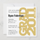 Afstuderen Invitation Celebrate 2011 Gold White Kaart (Achterkant)