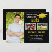 Afstuderen Invitation Class of 2013 Black Gold Kaart (Voorkant / Achterkant)