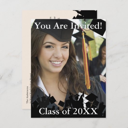 Afstuderen Invitation Class of Enter huidig jaar Uitnodiging Briefkaart (Voorkant / Achterkant)