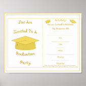 Afstuderen Invitation Goud Pet Printable Poster (Voorkant)