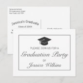 Afstuderen Invitation Modern Minimal White Briefkaart (Voorkant / Achterkant)