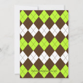 Afstuderen Invitation Preppy Brown & Green Argyle Kaart (Achterkant)