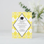 Afstuderen Invitation Preppy Yellow Argyle Uitnodiging Briefkaart (Staand voorkant)