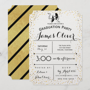 Afstuderen Invitation Theater Major Gold en Black Kaart