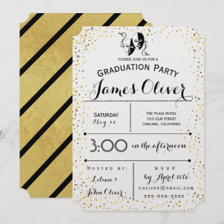 Afstuderen Invitation Theater Major Gold en Black Kaart