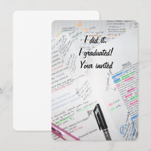 Afstuderen Invite- Gerecycleerd papier Kaart (Voorkant / Achterkant)