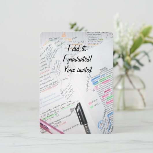 Afstuderen Invite- Gerecycleerd papier Kaart (Staand voorkant)