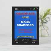 AFSTUDEREN-INVITITATIE - TELEFOON, naam/jaartussen Kaart (Staand voorkant)