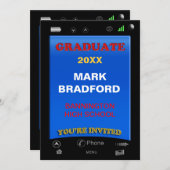 AFSTUDEREN-INVITITATIE - TELEFOON, naam/jaartussen Kaart (Voorkant / Achterkant)