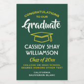 Afstuderen is een moderne groene goudgele mini wijn etiket (Enkel label)