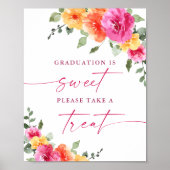 Afstuderen is een zoet feestelijk, helder bloemtek poster (Voorkant)