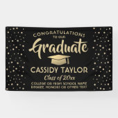 Afstuderen is gecomprimeerd Modern Black en Gold C Spandoek (Horizontaal)