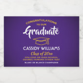 Afstuderen is Paars Gold Yellow Mini Split Sparkling Wijnetiket (Enkel label)