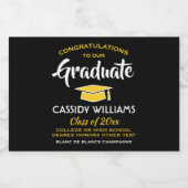 Afstuderen is zwart-goudgeel mini gesplitst sparkling wijnetiket (Enkel label)