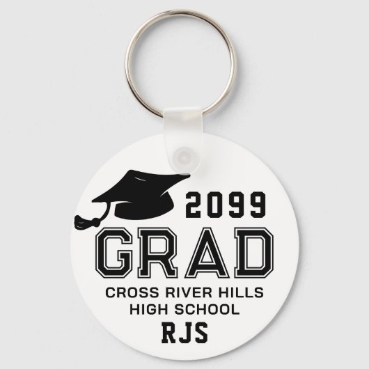 Afstuderen jaar AFSTUDEERDER Pet gepersonaliseerde Sleutelhanger (Achterkant)