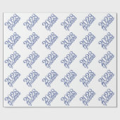 Afstuderen Jaar | Basic Wit op Blauw Celebration Cadeaupapier (Vlak)
