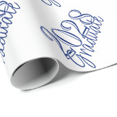 Afstuderen Jaar | Basic Wit op Blauw Celebration Cadeaupapier (Rol Hoek)
