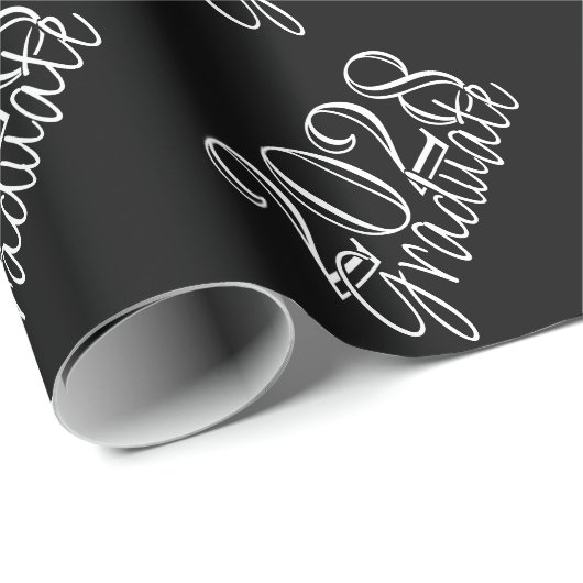 Afstuderen Jaar | Basic Zwart op wit Celebration Cadeaupapier (Rol Hoek)