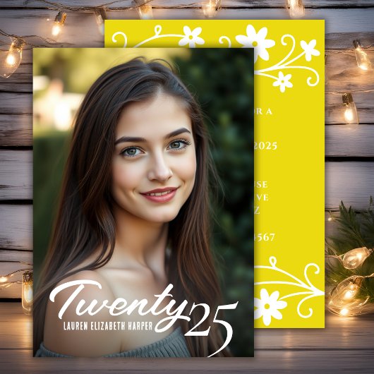 Afstuderen Jaar en Foto Geel Afstudeerfeest Kaart