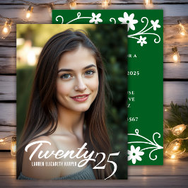 Afstuderen jaar en foto groene afstudeerfeest kaart