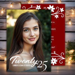 Afstuderen Jaar en Foto Maroon Afstudeerfeest Kaart