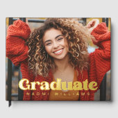 Afstuderen jaar foto retro lettertype afstuderen gastenboek (Voorkant)