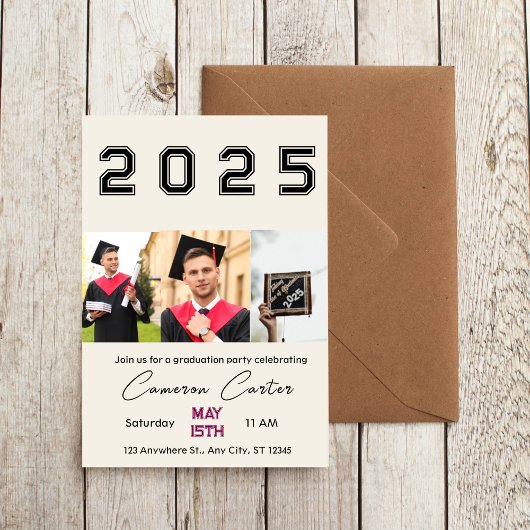 Afstuderen Jaar Fotocollage Uitnodiging
