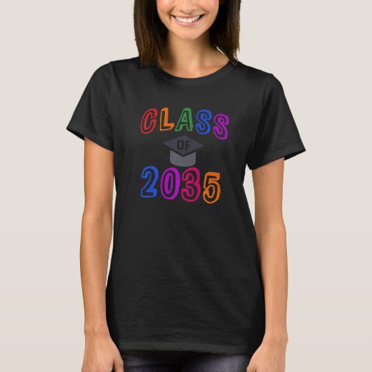 Afstuderen jaar klasse 2035 groeit met mij voor t-shirt (Voorkant)
