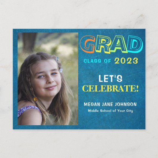Afstuderen jaar kleurrijke middelbare school afstu briefkaart (Voorkant)