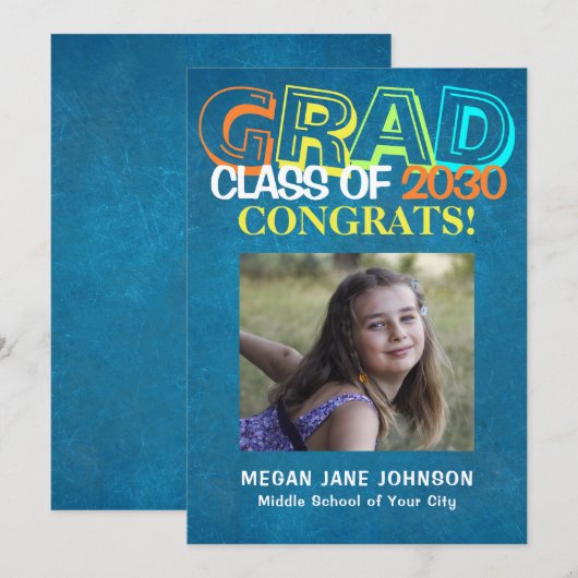 Afstuderen jaar middelbare school foto aankondigin (Voorkant / Achterkant)