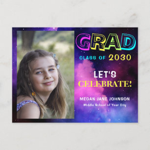 Afstuderen jaar neon glow middelbare school afstud briefkaart
