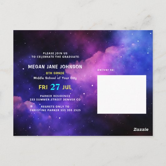 Afstuderen jaar neon glow middelbare school afstud briefkaart (Achterkant)